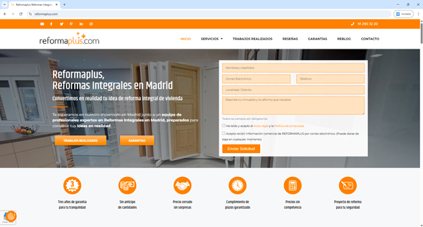 Estrategias de marketing digital para empresa de reformas, diseño web optimizado para SEO y generación de leads en el sector de construcción y remodelación